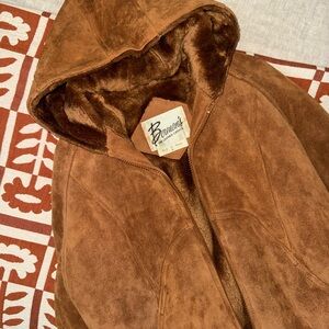 Berman’s 100% Leather Outershell & Faux Fur Lined Hooded Jacket